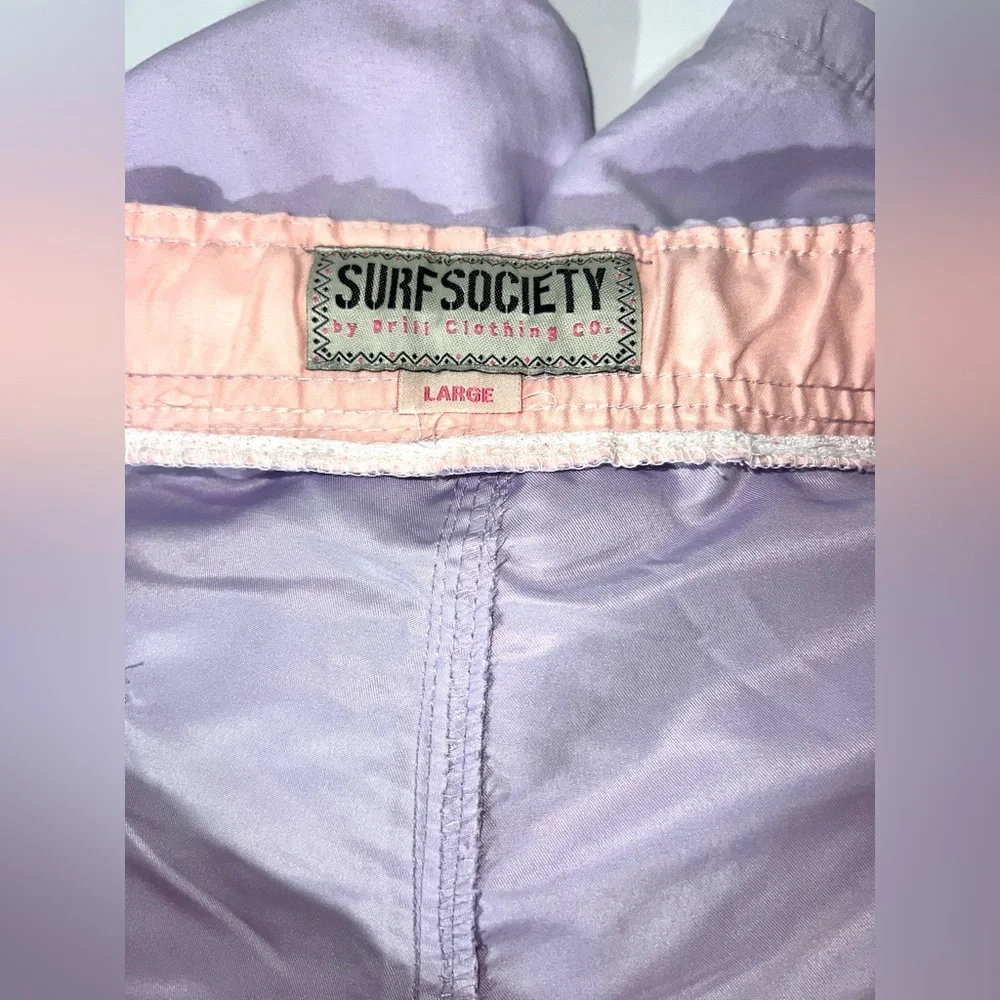 SURF SOCIETY Men's Swim Shorts Purple Board Shorts Large